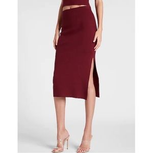 EXPRESS High Waisted Side Slit Midi Sweater Pencil Skirt